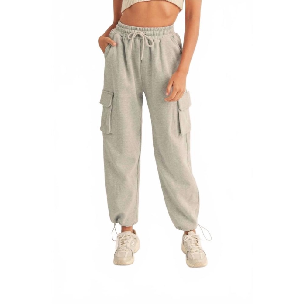 Anthropologie MABLE Amy Cargo Sweatpants Gray Women’s Large Casual Comfortable